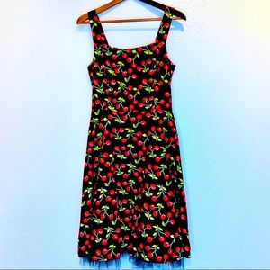 Vintage Cherry Print fit and flare  Midi Dress
